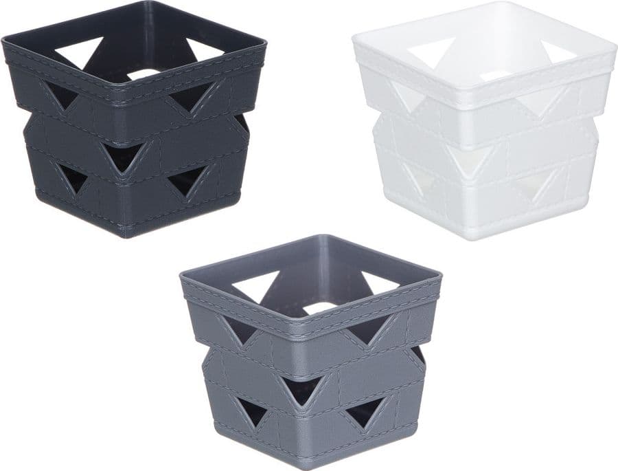 SET 3PZ CESTO CESTINO PORTA TUTTO OGGETTI ORGANIZZATORE QUADRATO 10X10X9CM 10712 in Cestini da scaffale Trade Shop italia - Napoli, commercioVirtuoso.it