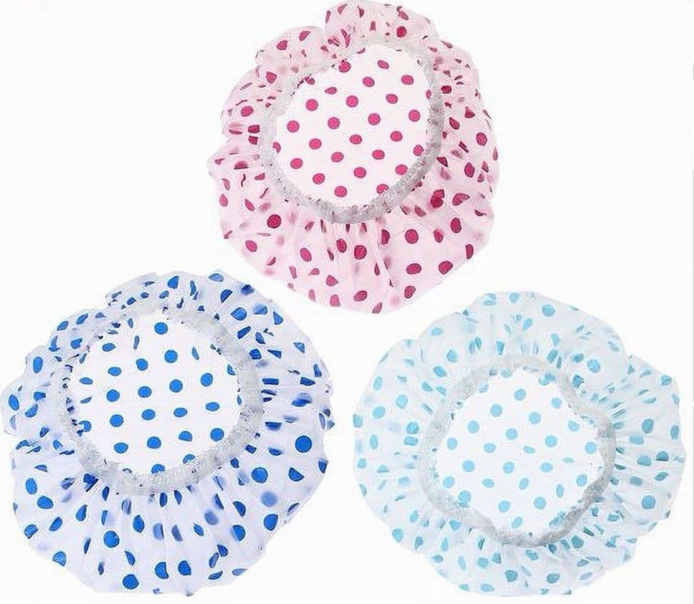 SET 3PZ CUFFIA PER DOCCIA BAGNO ELASTICO CON POIS COLORATI PROTEGGE CAPELLI 87177 in Cuffie doccia Trade Shop italia - Napoli, commercioVirtuoso.it