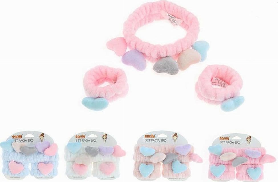 SET 3PZ POLSINI FASCIA CAPELLI CON CUORI COLORATI LAVAGGI VISO TRATTAMENTI 10751 in Cerchietti e fasce per capelli Trade Shop italia - Napoli, commercioVirtuoso.it