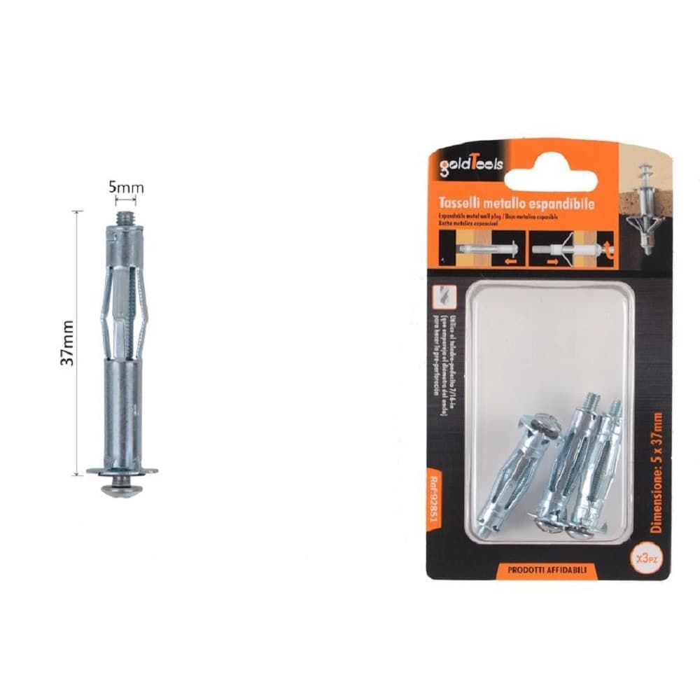 Set 3pz Tasselli Metallici Espandibili Viti A Espansione Stile I 5 X 37 Mm 92851 Fai da te/Ferramenta/Chiodi viti ed elementi di fissaggio/Kit di bulloni e dadi Trade Shop italia - Napoli, Commerciovirtuoso.it