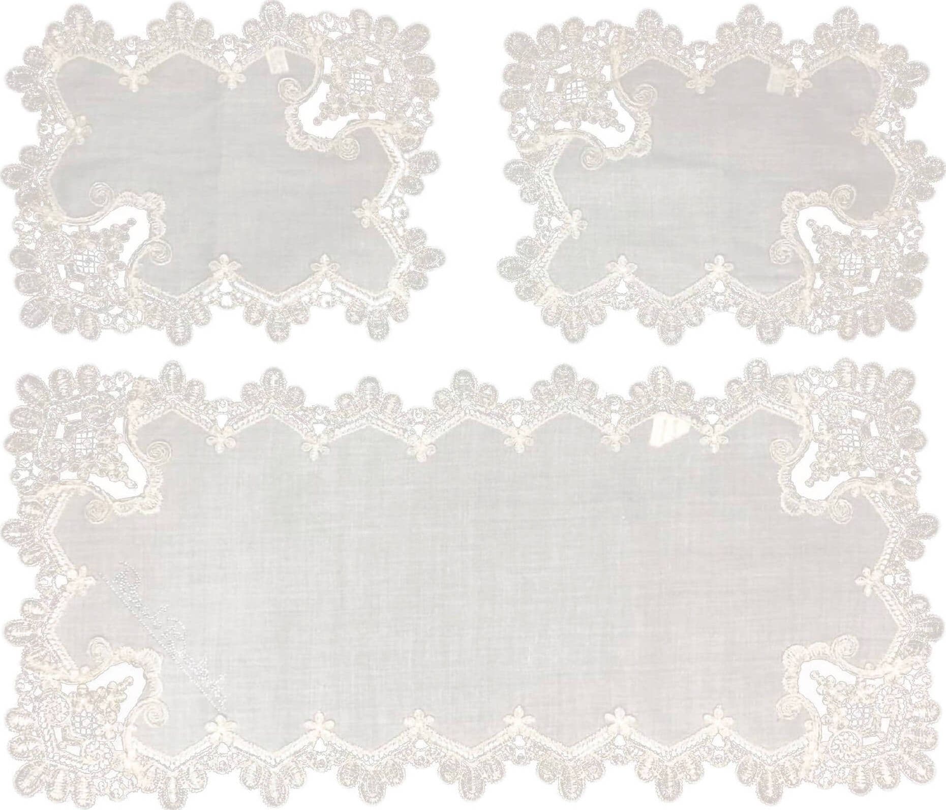 Set 3x Centrini Runner Renato Balestra Centrini in Pizzo Ecrù Macramè Con Strass Bianchi E Beige Centrini Rettangolari Art. 1408 Casa e cucina/Tessili per la casa/Tessili da cucina/Runner L’Orchidea - Siderno, Commerciovirtuoso.it
