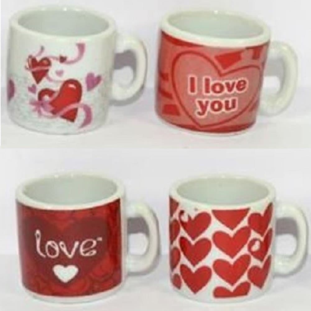 Set 4 Mini Tazzine Tazzina Caffe' Con Cuori Idea Regalo San Valentino 4,5x3x3cm Casa e cucina/Stoviglie/Piatti ciotole e vassoi/Tazze e piattini/Tazzine da caffè Trade Shop italia - Napoli, Commerciovirtuoso.it