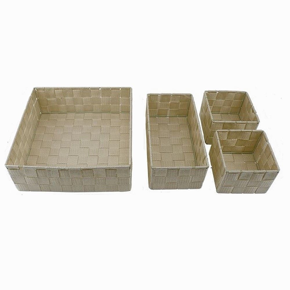 SET 4 PEZZI CONTENITORI BEIGE SCATOLA IN TESSUTO ORGANIZER PORTA OGGETTI 79063 in Organizer per cassetti Trade Shop italia - Napoli, commercioVirtuoso.it