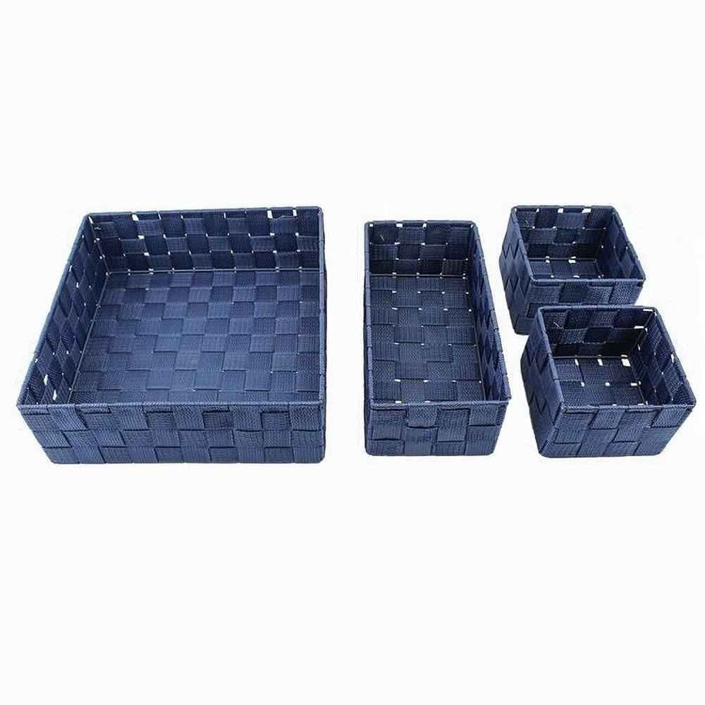SET 4 PEZZI CONTENITORI BLU SCATOLA IN TESSUTO ORGANIZER PORTA OGGETTI 79064 in Cestini da scaffale Trade Shop italia - Napoli, commercioVirtuoso.it