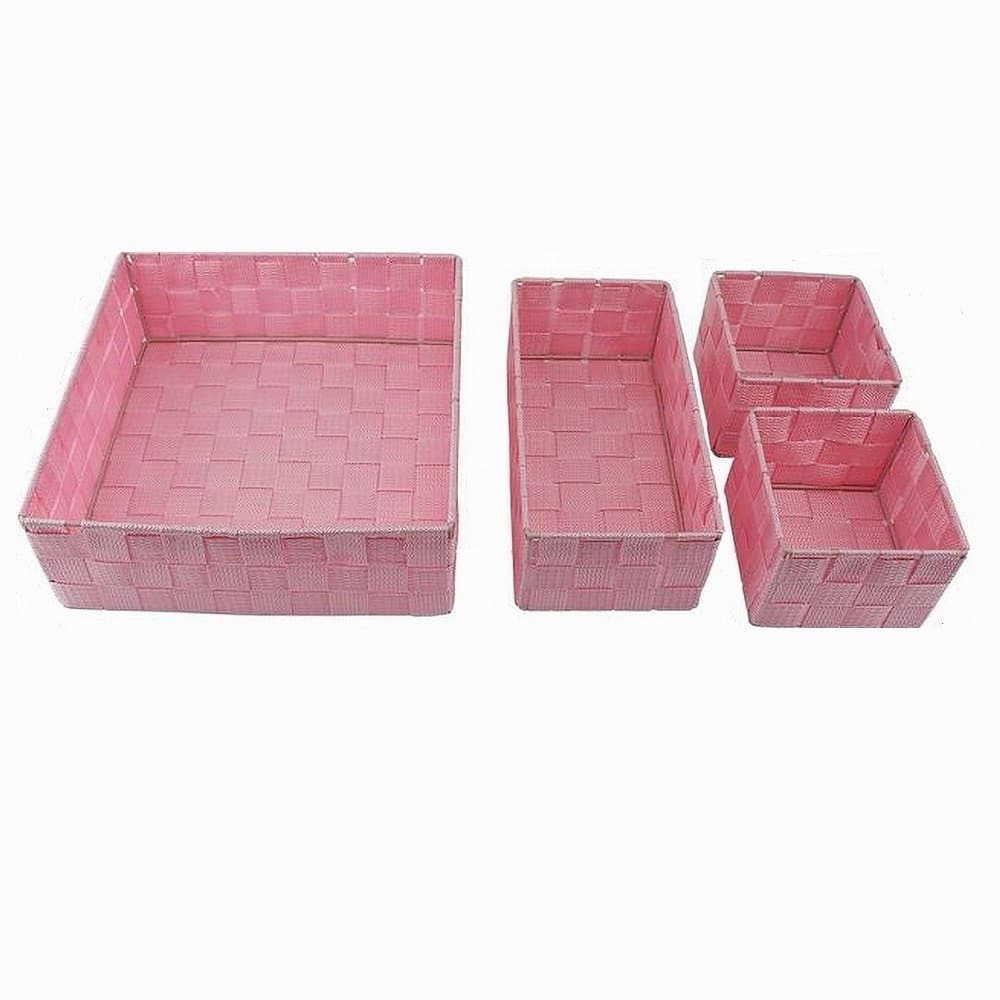 SET 4 PEZZI CONTENITORI ROSA SCATOLA IN TESSUTO ORGANIZER PORTA OGGETTI 79065 in Contenitori con coperchio Trade Shop italia - Napoli, commercioVirtuoso.it