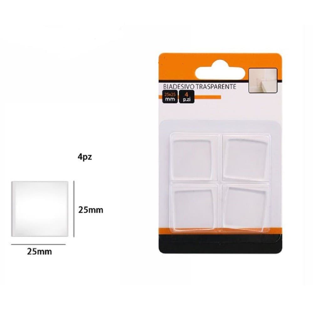 Set 4 Pezzi Gommini Biadesivo Trasparente Protezione Quadrati 25 X 25 Mm 66104 Casa, arredamento e bricolage > Bricolage e fai da te > Minuteria Trade Shop italia - Napoli, Commerciovirtuoso.it