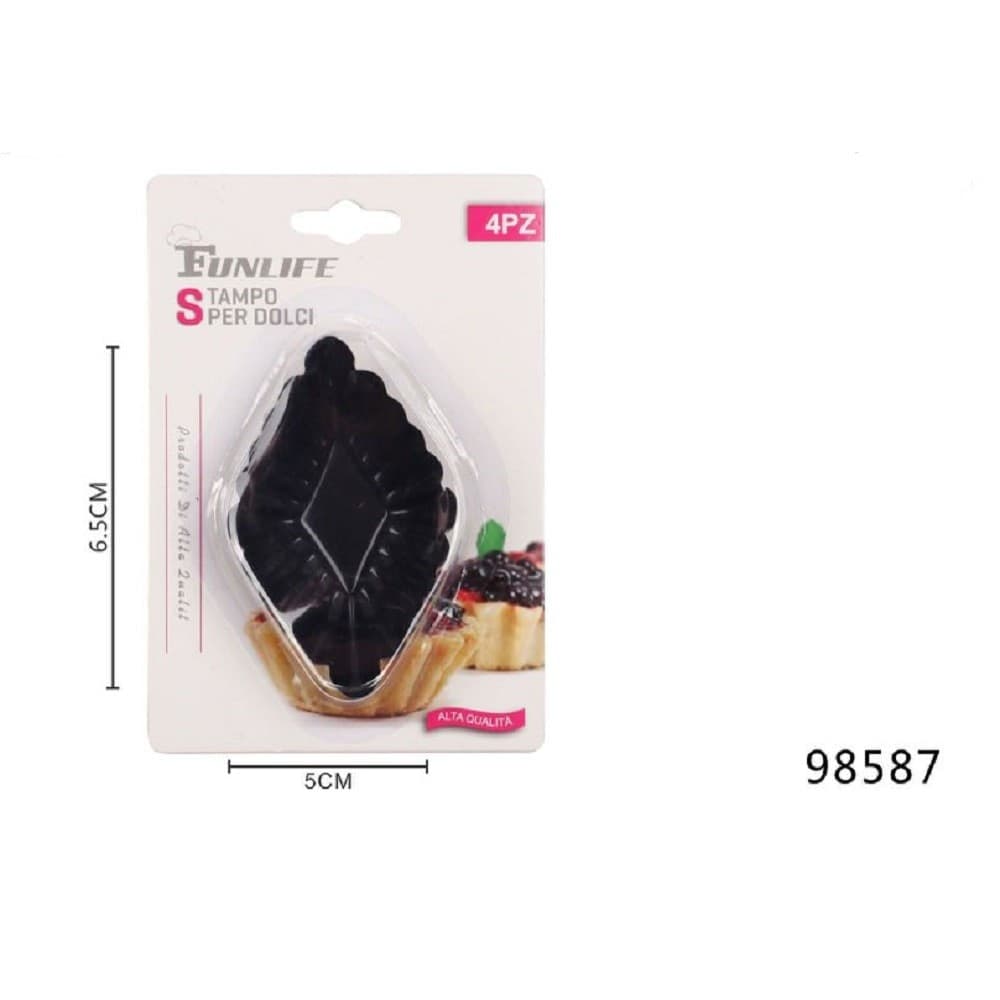 Set 4 Pz Formine Stampo Per Crostatine Dolci Dessert Antiaderente 6,5x5cm 98587 Casa e cucina/Teglie da forno e accessori per pasticceria/Accessori e utensili per pasticceria/Utensili decorativi/Stampi ad espulsione per biscotti Trade Shop italia - Napoli, Commerciovirtuoso.it
