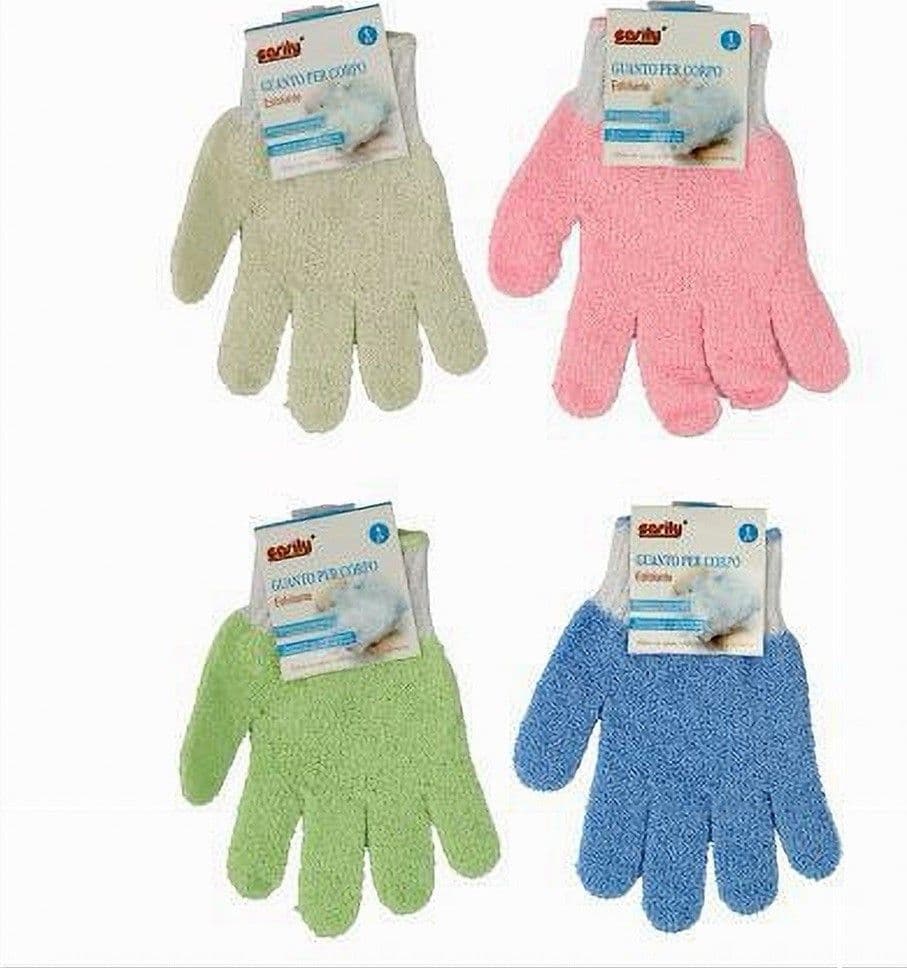 SET 4 PZ GUANTO DOCCIA BAGNO MASSAGGIO ESFOLIANTE PELLE CORPO VARI COLORI 79287 in Muffole e guanti esfolianti Trade Shop italia - Napoli, commercioVirtuoso.it