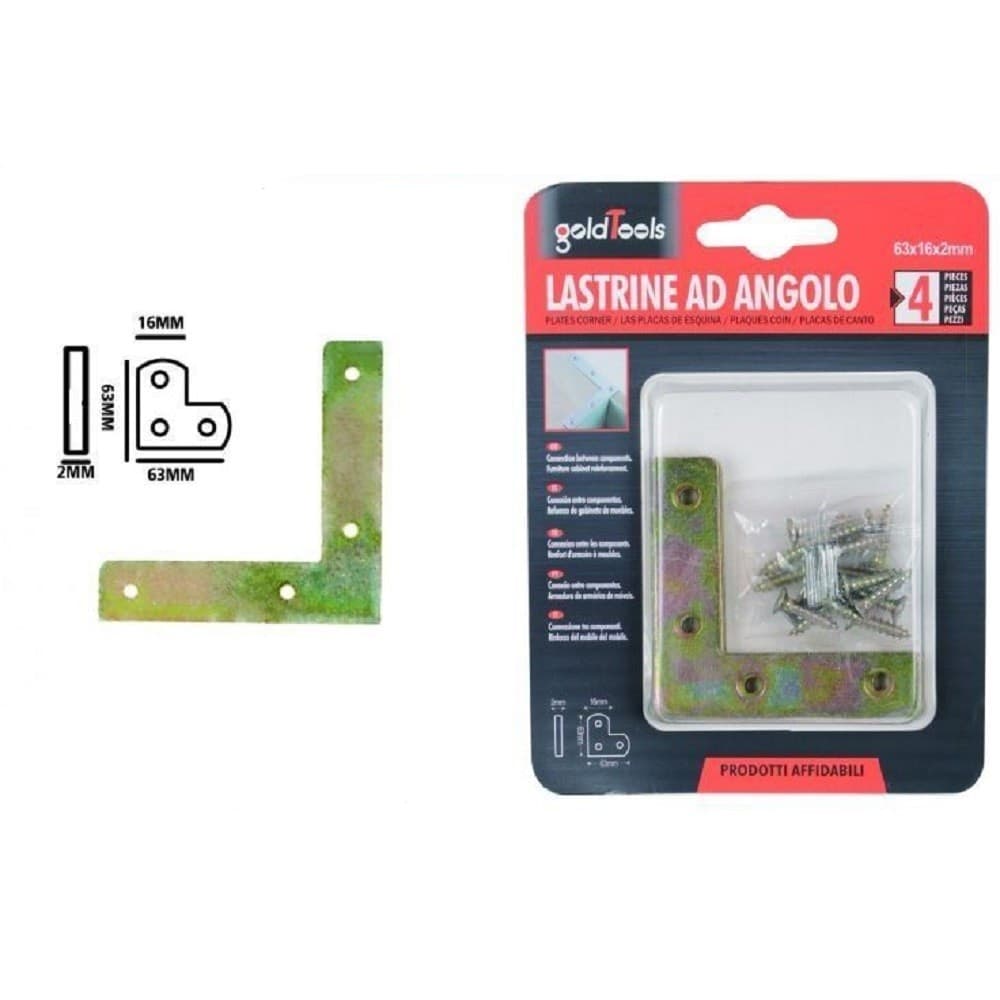 Set 4 Pz Lastrina Lastrine Ad Angolo Forma V 63x16x2mm Con Viti Per Mobili 91228 Fai da te/Ferramenta/Chiodi viti ed elementi di fissaggio/Staffa Trade Shop italia - Napoli, Commerciovirtuoso.it