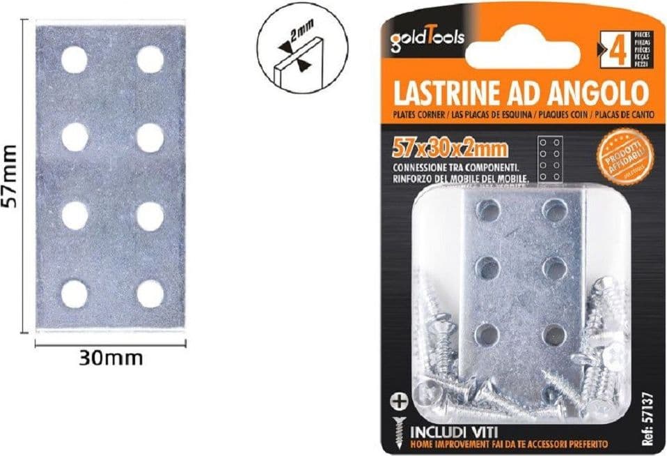 Set 4 Pz Lastrine Lastrina Piastra Di Giunzione 57x30x2 Mm Con Viti Mobili 57137 Fai da te/Ferramenta/Chiodi viti ed elementi di fissaggio/Staffa Trade Shop italia - Napoli, Commerciovirtuoso.it