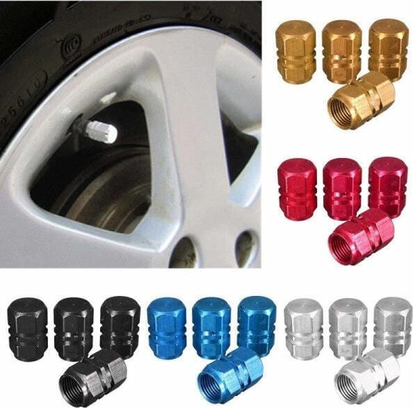 SET 4 TAPPI TAPPO COPRIVALVOLE PROTEZIONE PNEUMATICO CROMATO AUTO MOTO BICI