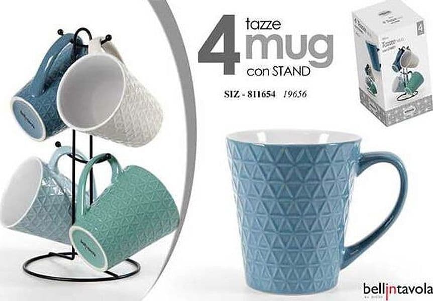 Set 4 tazze Mug con stand Gicos Casa e cucina/Stoviglie/Piatti ciotole e vassoi/Tazze e piattini/Tazze da tè Scontolo.net - Potenza, Commerciovirtuoso.it