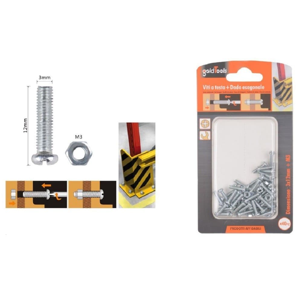 Set 40 Pz Viti Vite Testa A Croce Tonda 3x12 Mm Con Dadi Dado Esagonale M3 90952 Fai da te/Ferramenta/Chiodi viti ed elementi di fissaggio/Viti/Viti a spalla Trade Shop italia - Napoli, Commerciovirtuoso.it