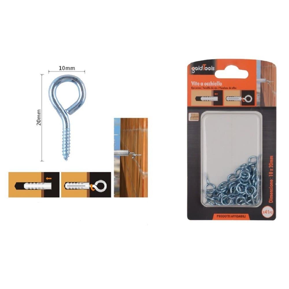 Set 41pz Viti Vite A Occhiello Gancio Chiuso 10x20mm Filettatura Per Legno 90723 Fai da te/Ferramenta/Chiodi viti ed elementi di fissaggio/Kit di bulloni e dadi Trade Shop italia - Napoli, Commerciovirtuoso.it