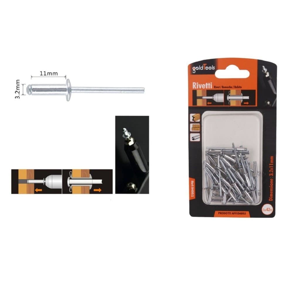 Set 42pz Rivetti Rivetto 3.2x11mm Accessori Bricolage Ferramenta Fai Da Te 94951 Fai da te/Ferramenta/Chiodi viti ed elementi di fissaggio/Rivetti/Rivetti pieni Trade Shop italia - Napoli, Commerciovirtuoso.it