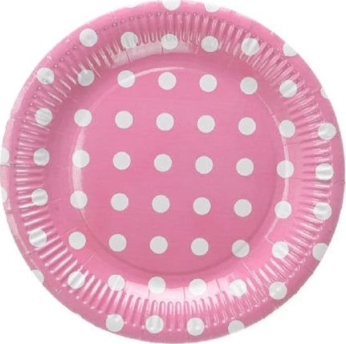 SET 48 PEZZI PIATTI CARTA 23 CM ROSA POIS MATRIMONIO NASCITA BATTESIMO FESTE Trade Shop italia - Napoli, Commerciovirtuoso.it