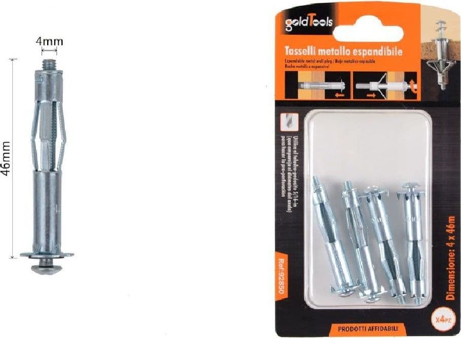 Set 4pezzi Tasselli Metallici Espandibili Viti A Espansione Stile I 4x46mm 92850 Fai da te/Ferramenta/Chiodi viti ed elementi di fissaggio/Kit di bulloni e dadi Trade Shop italia - Napoli, Commerciovirtuoso.it