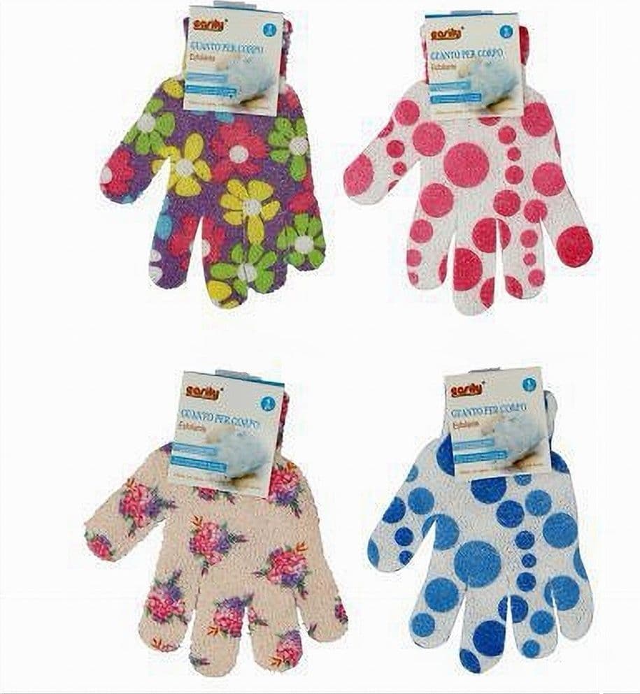 SET 4PZ GUANTO DOCCIA BAGNO MASSAGGIO ESFOLIANTE PELLE CORPO VARIE FANTASIE 79285 in Muffole e guanti esfolianti Trade Shop italia - Napoli, commercioVirtuoso.it