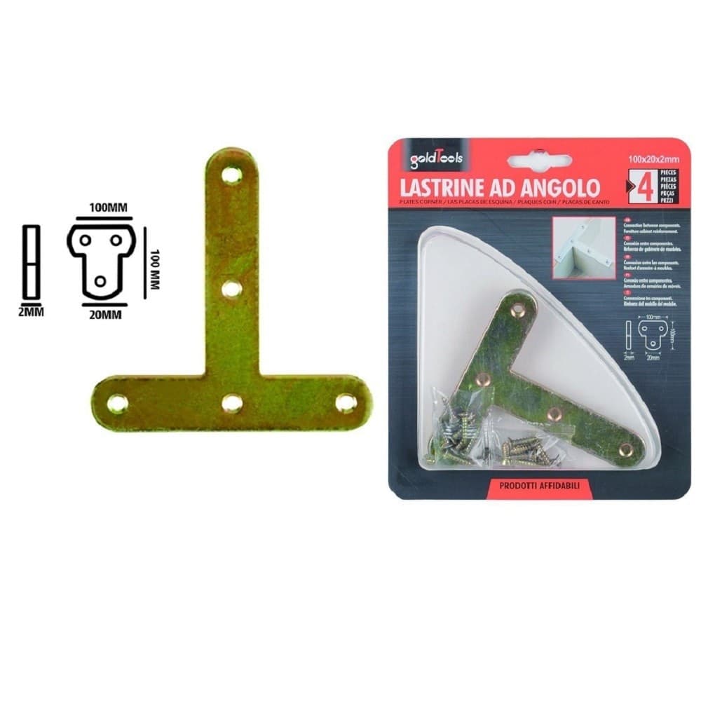 Set 4pz Lastrina Lastrine Ad Angolo Forma T 100x20x2mm Con Viti Per Mobili 91225 Fai da te/Ferramenta/Chiodi viti ed elementi di fissaggio/Staffa Trade Shop italia - Napoli, Commerciovirtuoso.it