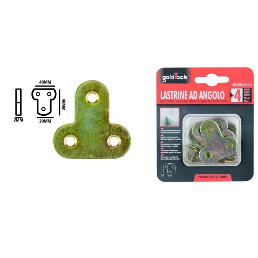 Set 4pz Lastrina Lastrine Ad Angolo Forma T 40x20x2 Mm Con Viti Per Mobili 91223 Fai da te/Ferramenta/Chiodi viti ed elementi di fissaggio/Staffa Trade Shop italia - Napoli, Commerciovirtuoso.it