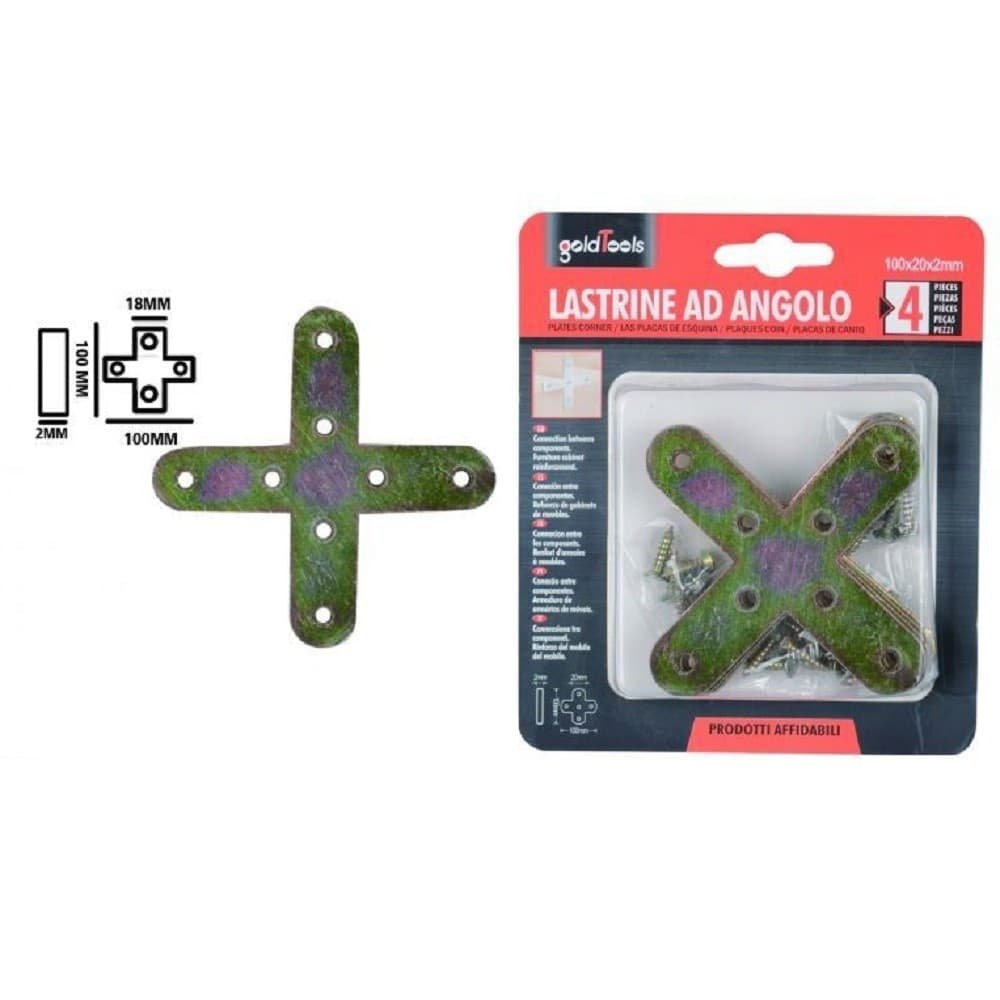 Set 4pz Lastrina Lastrine Ad Angolo Forma X 100x20x2mm Con Viti Per Mobili 91233 Fai da te/Ferramenta/Chiodi viti ed elementi di fissaggio/Staffa Trade Shop italia - Napoli, Commerciovirtuoso.it