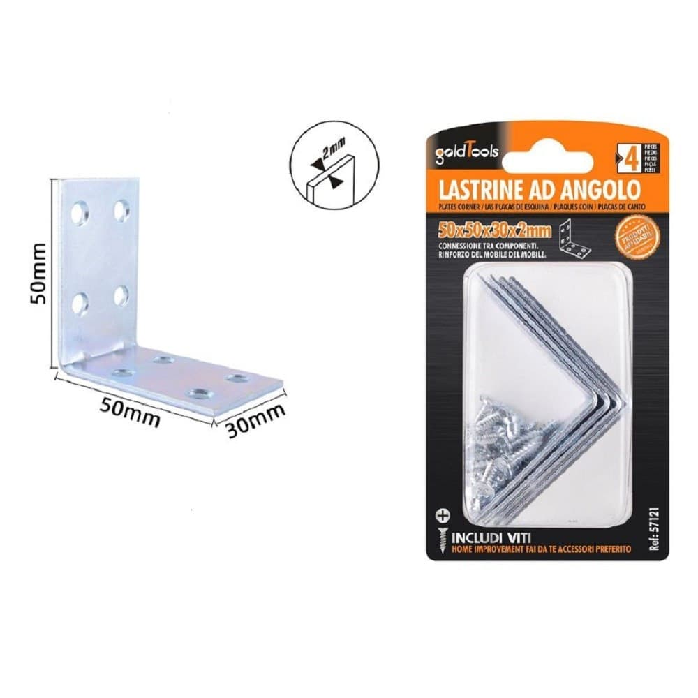 Set 4pz Lastrine Lastrina Ad Angolo Angolare 50x50x30x2 Mm Con Viti Mobili 57121 Fai da te/Ferramenta/Chiodi viti ed elementi di fissaggio/Staffa Trade Shop italia - Napoli, Commerciovirtuoso.it