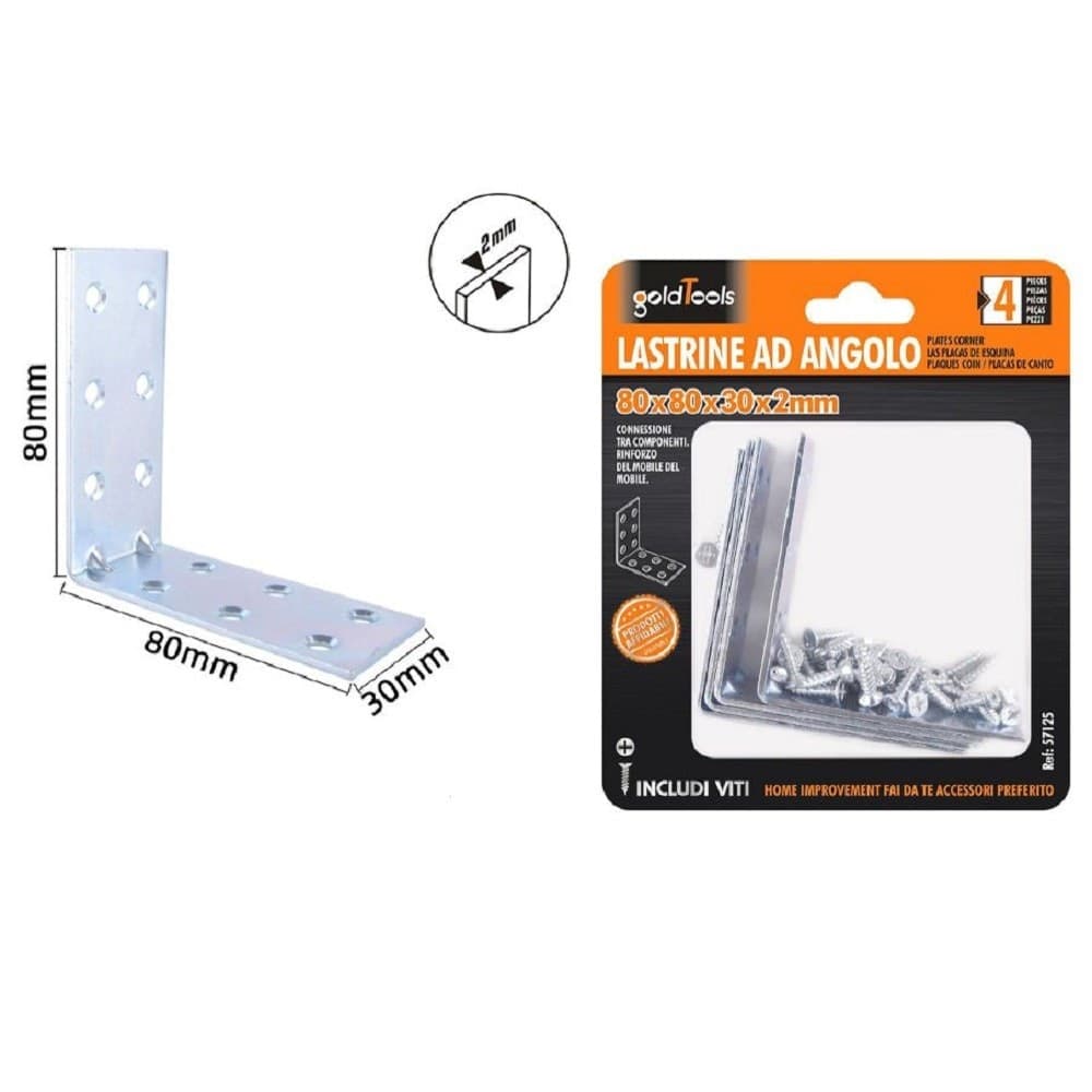 Set 4pz Lastrine Lastrina Ad Angolo Angolare 80x80x30x2 Mm Con Viti Mobili 57125 Fai da te/Ferramenta/Chiodi viti ed elementi di fissaggio/Staffa Trade Shop italia - Napoli, Commerciovirtuoso.it