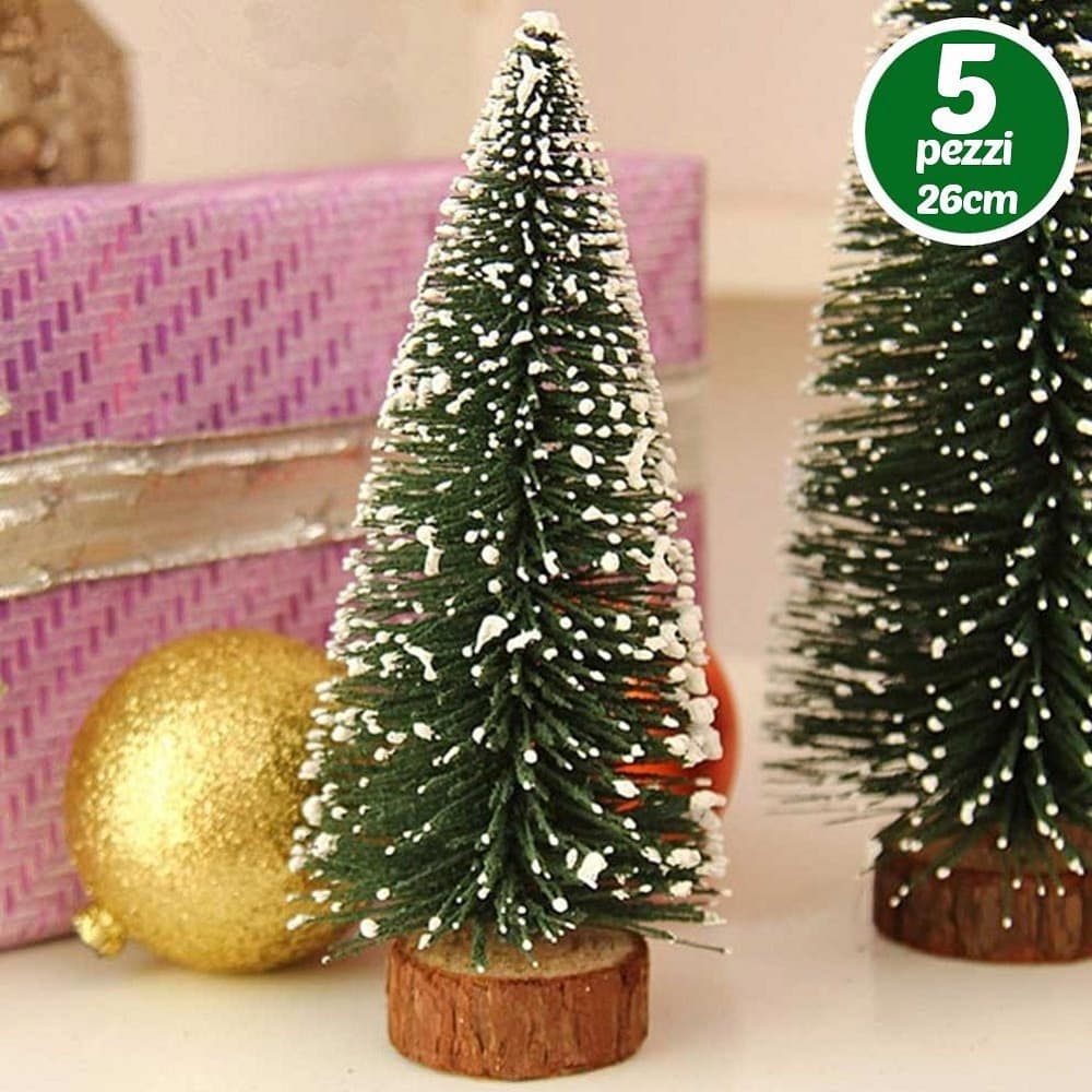 Set-5-Alberelli-Innevati-Mini-Albero-Natale-26cm-Decorazioni-Addobbi-Natalizi