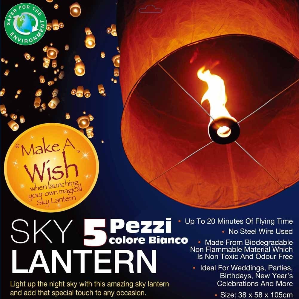 SET 5 LANTERNE SKY VOLANTI BIANCHE CINESI CIELO BIANCO FESTA NOTTURNO MATRIMONIO Casa e cucina/Hobby creativi/Materiali per hobby creativi/Forniture per feste/Lanterne cinesi Trade Shop italia - Napoli, Commerciovirtuoso.it