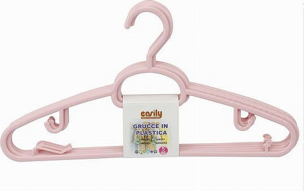 SET 5 PZ GRUCCE IN PLASTICA STAMPELLE APPENDIABITO PANTALONI GIACCHE ROSA 79328 in Grucce Trade Shop italia - Napoli, commercioVirtuoso.it