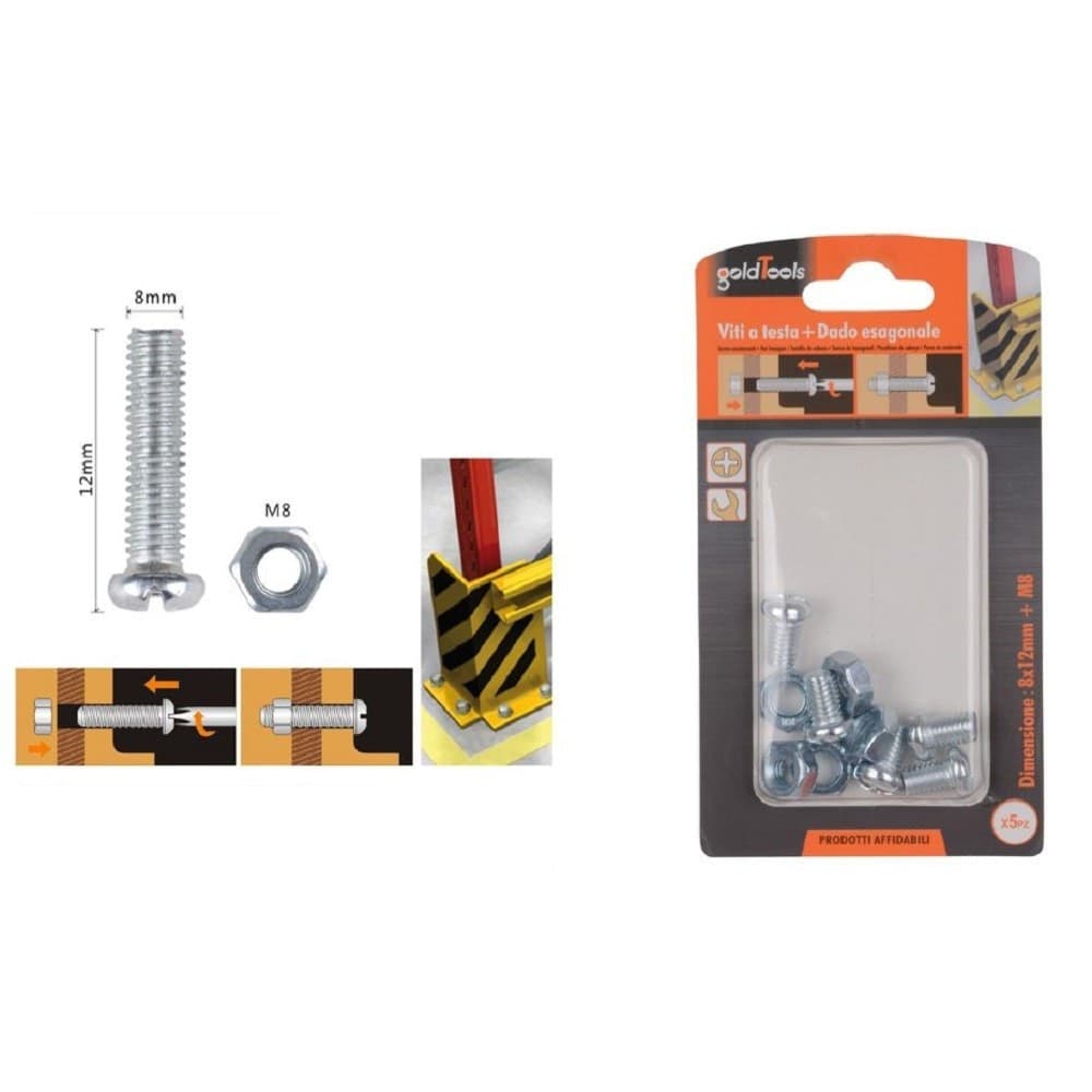 Set 5 Pz Viti Vite Testa A Croce Tonda 8x12 Mm Con Dadi Dado Esagonale M8 90981 Fai da te/Ferramenta/Chiodi viti ed elementi di fissaggio/Viti/Viti a spalla Trade Shop italia - Napoli, Commerciovirtuoso.it