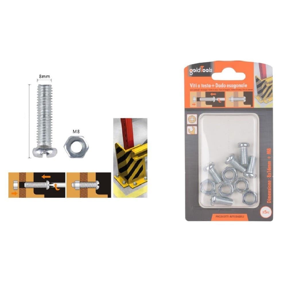 Set 5 Pz Viti Vite Testa A Croce Tonda 8x16 Mm Con Dadi Dado Esagonale M8 90982 Fai da te/Ferramenta/Chiodi viti ed elementi di fissaggio/Viti/Viti a spalla Trade Shop italia - Napoli, Commerciovirtuoso.it