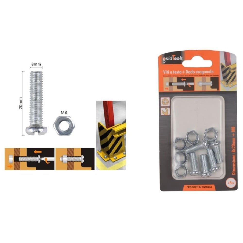 Set 5 Pz Viti Vite Testa A Croce Tonda 8x20 Mm Con Dadi Dado Esagonale M8 90983 Fai da te/Ferramenta/Chiodi viti ed elementi di fissaggio/Viti/Viti a spalla Trade Shop italia - Napoli, Commerciovirtuoso.it