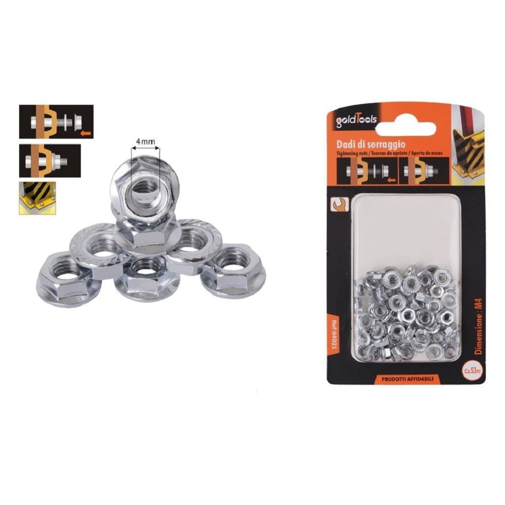 Set 53 Pz Dado Esagonale Flangiato Dadi Di Serraggio M4 Bulloni Vite 4mm 94921 Fai da te/Ferramenta/Chiodi viti ed elementi di fissaggio/Kit di bulloni e dadi Trade Shop italia - Napoli, Commerciovirtuoso.it