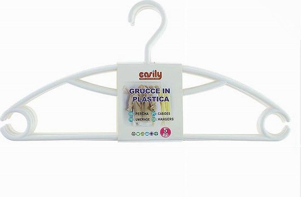 SET 5PZ GRUCCE STAMPELLE APPENDIABITI IN PLASTICA BIANCA VESTITI PANTALONI 87683 in Grucce Trade Shop italia - Napoli, commercioVirtuoso.it