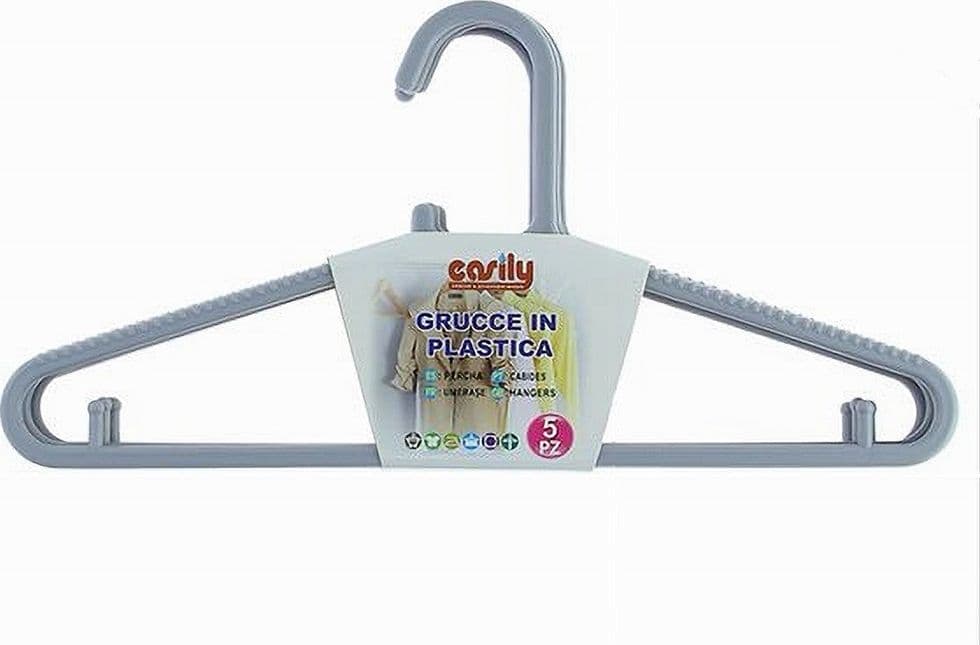 SET 5PZ GRUCCE STAMPELLE APPENDIABITO IN PLASTICA GRIGIA PANTALONI GIACCHE 87689 in Appendini per pantaloni Trade Shop italia - Napoli, commercioVirtuoso.it