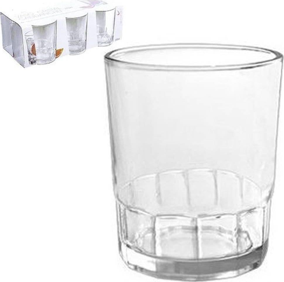 Set-6-Bicchieri-Trasparenti-255ml-In-Vetro-Da-Tavola-Acqua-Bevanda-Calda-The