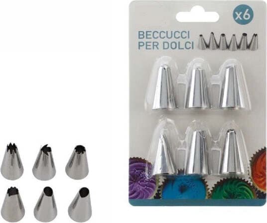 SET 6 PEZZI BECCUCCI RICAMBIO PER SAC A POCHE TASCA PASTICCIERE TORTE DOLCI CREME