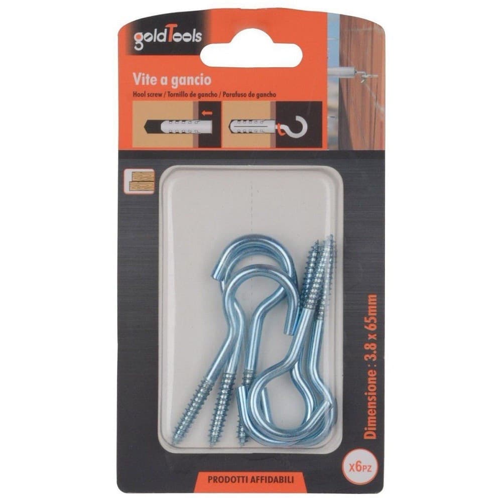Set 6 Pezzi Viti Vite A Gancio Ganci 3.8 X 65 Mm Con Filettatura Per Legno 90730 Fai da te/Ferramenta/Chiodi viti ed elementi di fissaggio/Kit di bulloni e dadi Trade Shop italia - Napoli, Commerciovirtuoso.it