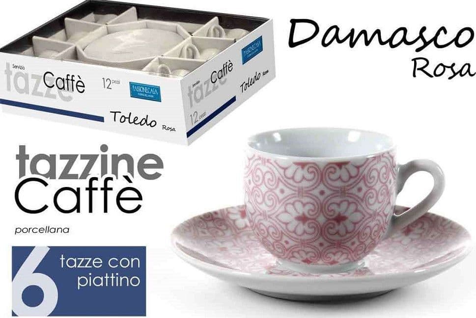 Set 6 Pz Tazzine Caff? + 6 Piattini Tazzina Classico Moderno Damasco Rosa 720390 Casa e cucina/Stoviglie/Piatti ciotole e vassoi/Tazze e piattini/Servizi da caffè Trade Shop italia - Napoli, Commerciovirtuoso.it