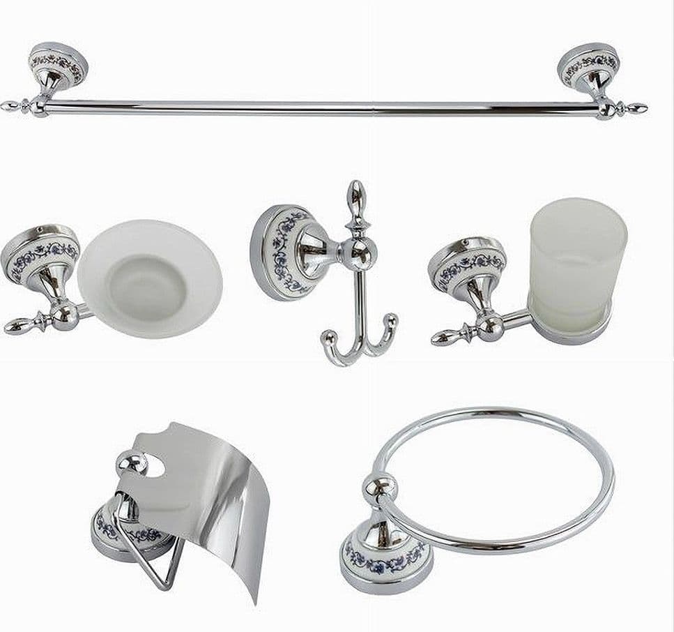 Set 6pz Bagno Acciaio Vetro Ceramica Blu Nere 52438 Porta Rotolo Sapone Asciugamano Casa, arredamento e bricolage > Accessori Bagno > Set da Bagno Trade Shop italia - Napoli, Commerciovirtuoso.it