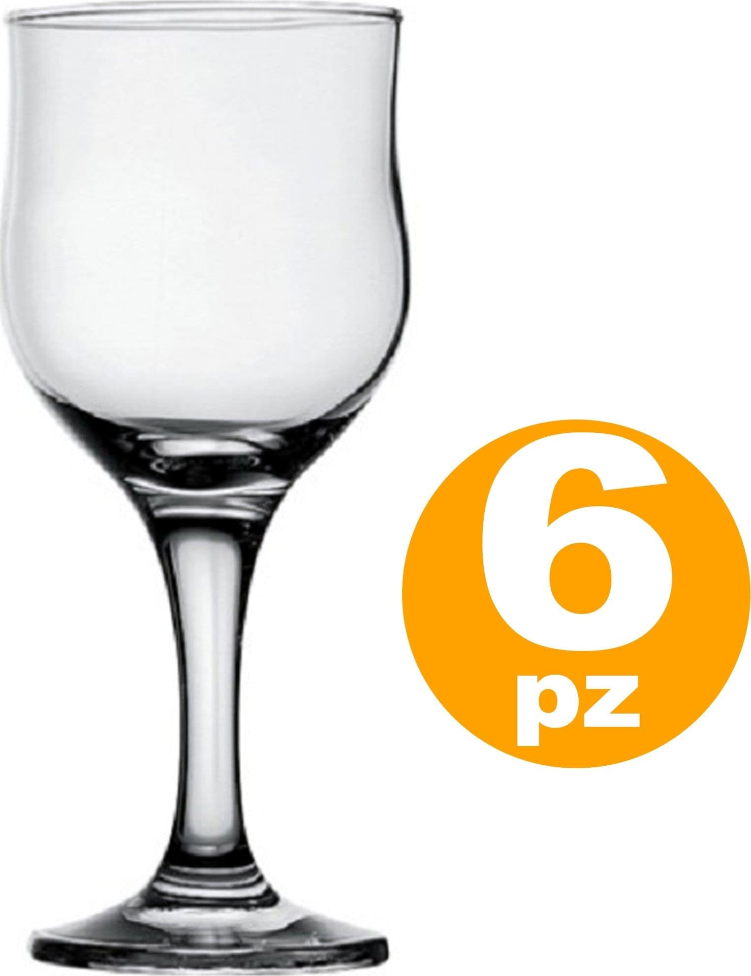 Set 6pz Calici Calice Tulipe In Vetro 24cl Bicchieri Per Acqua Vino Rosso Bianco