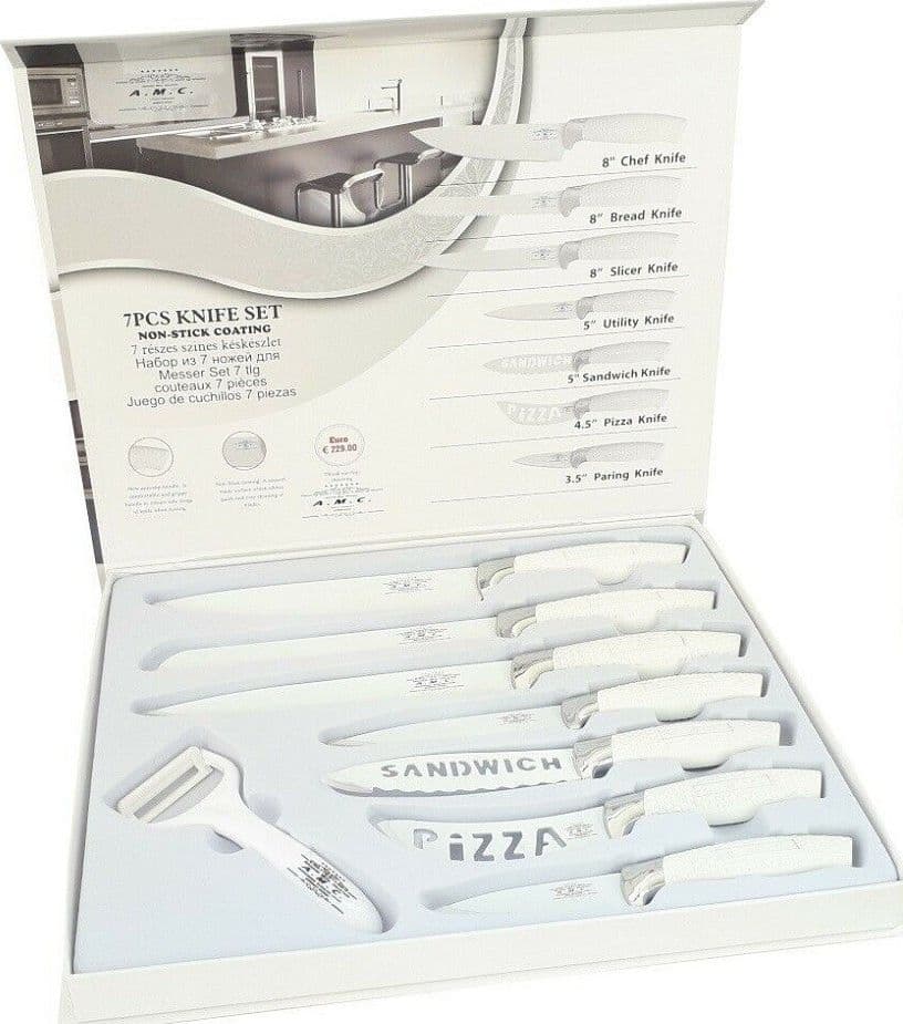Set-7-Coltelli-Da-Cucina-In-Acciaio-Manico-Antiscivolo-Piu-Pelapatate-White