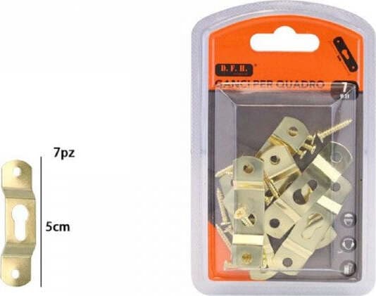 SET 7 PEZZI GANCI DORATI PER QUADRI QUADRO CORNICI APPENDERE PARETE 5 CM 07520