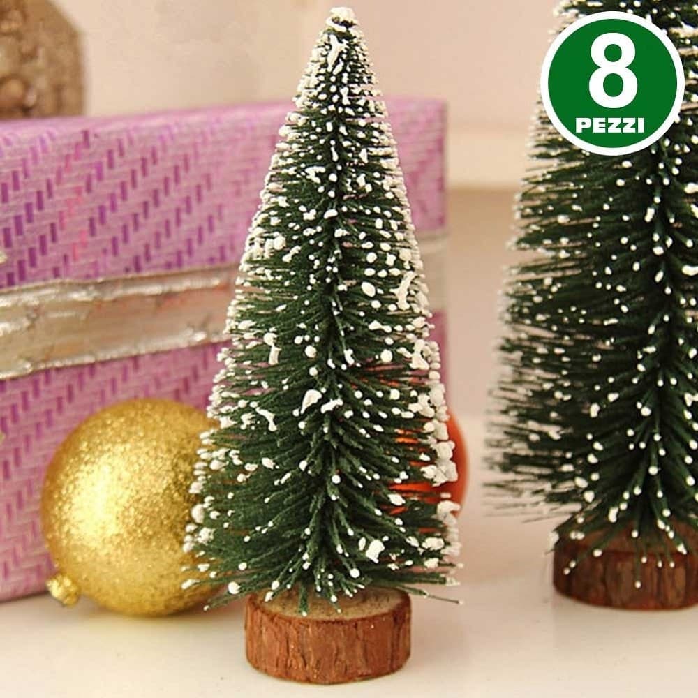 Set-8-Alberelli-Innevati-Mini-Albero-Di-Natale-16cm-Decorazioni-Addobbi-Natalizi