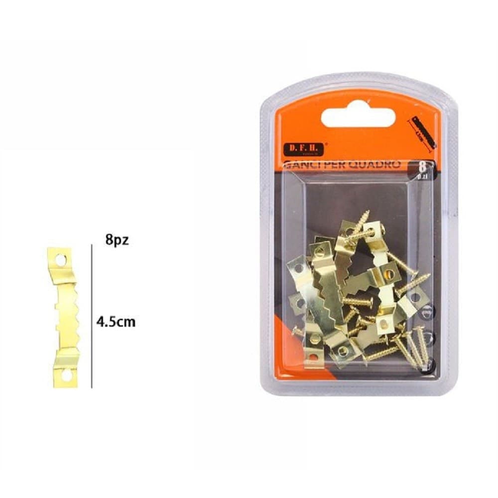 Set 8 Pezzi Ganci Dorati Per Quadri Quadro Cornici Appendere Parete 4.5cm 07517 Casa, arredamento e bricolage > Accessori Casa > Cornici e Portafoto Trade Shop italia - Napoli, Commerciovirtuoso.it