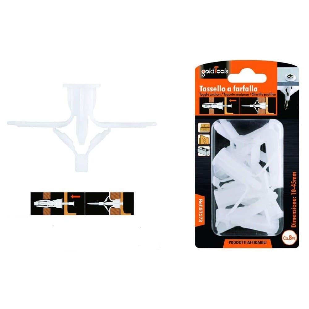 Set 8 Pezzi Tasselli Tassello A Farfalla Espansione A Molla 10-45 Mm Viti 57173 Fai da te/Ferramenta/Chiodi viti ed elementi di fissaggio/Tasselli/Tasselli a espansione Trade Shop italia - Napoli, Commerciovirtuoso.it