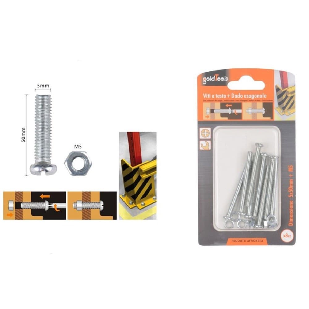 Set 8 Pz Viti Vite Testa A Croce Tonda 5 X 50mm Con Dadi Dado Esagonale M5 90972 Fai da te/Ferramenta/Chiodi viti ed elementi di fissaggio/Viti/Viti a spalla Trade Shop italia - Napoli, Commerciovirtuoso.it