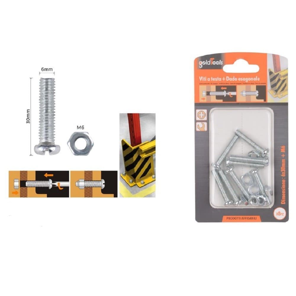 Set 8pz Viti Vite Testa A Croce Tonda 6 X 30mm Con Dadi Dado Esagonale M6 90978 Fai da te/Ferramenta/Chiodi viti ed elementi di fissaggio/Viti/Viti a spalla Trade Shop italia - Napoli, Commerciovirtuoso.it
