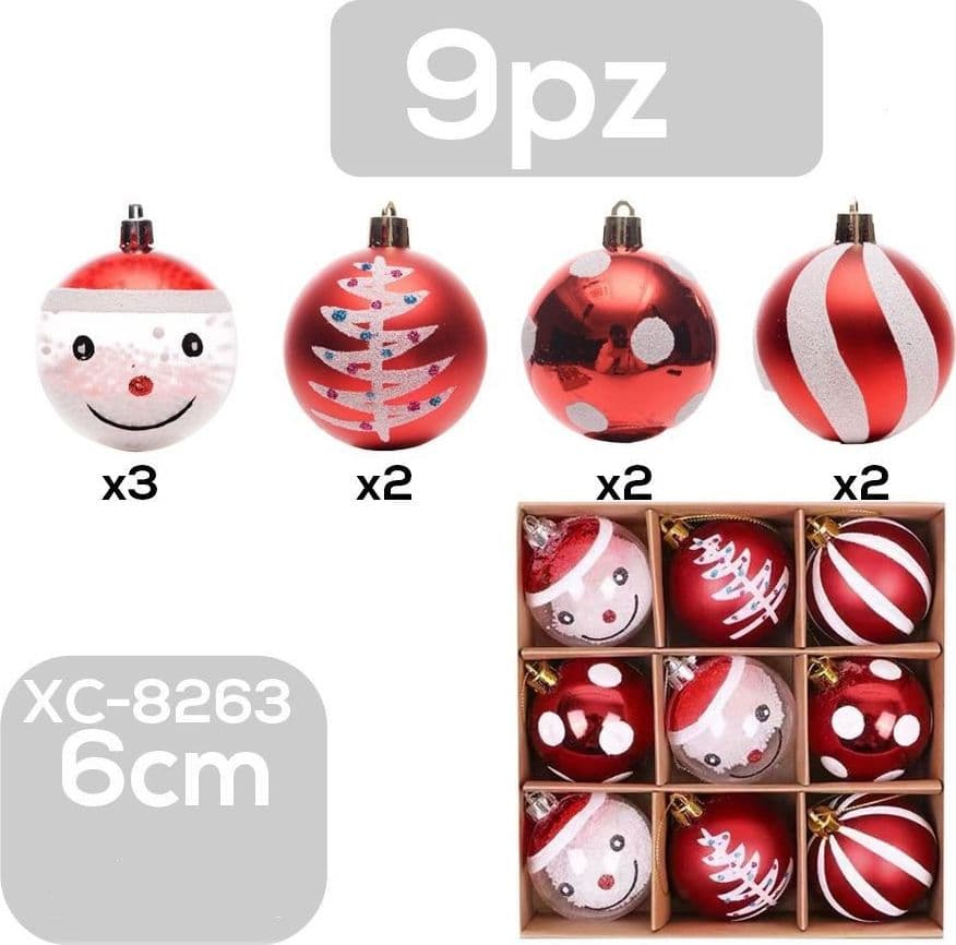Set 9 Palline Natalizie Decorazioni 6 Cm Addobbi Per Albero Di Natale Xc-8263 Casa, arredamento e bricolage > Prodotti per Feste > Prodotti Natalizi Trade Shop italia - Napoli, Commerciovirtuoso.it